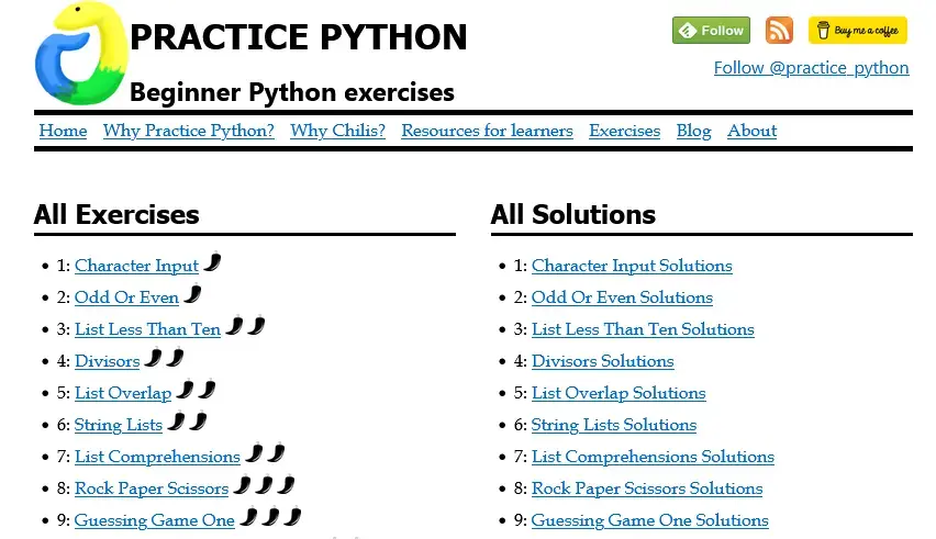 practicepython.org PYTHON Exercises